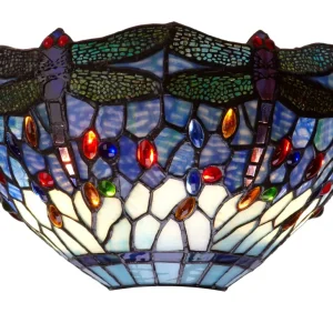 Aplique de pared Tiffany con libélulas y tonos azules