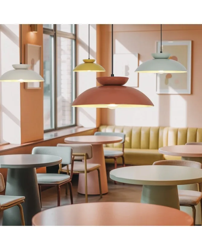 Lámpara colgante IDEA retro – Aluminio, E27, altura regulable (amarillo, terracota, verde, arena) - Imagen 5