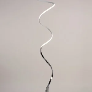 Lámpara de pie HELIX LED 42W en plata-cromo, diseño moderno y luz cálida regulable