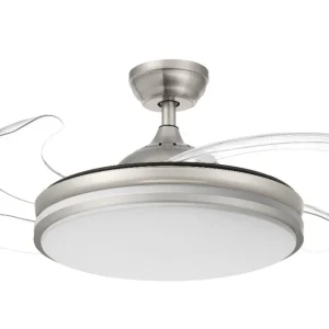 Ventilador de Techo Retráctil Turín Níquel con Luz LED – Modelos Mini y Estándar
