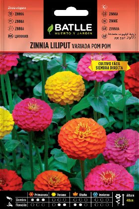 Zinnia Lliliput Variada Pom Pom - Semillas - Batlle